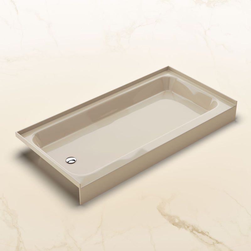 Voltaire 60 x 30 Shower Pan Base with Left Drain in Glossy Bisque