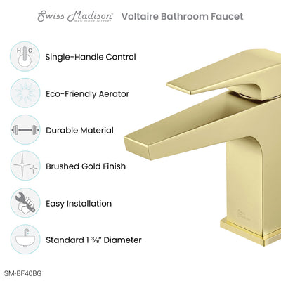 Voltaire Single Hole, Single-Handle, Bathroom Faucet in Brushed Gold