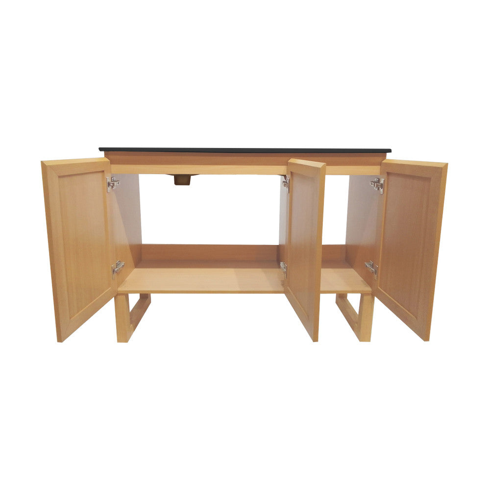 Arles 48 in. Natural Oak, Double Basin Bathroom Vanity With Black, 3-Hole Centerset Ceramic Sink Top