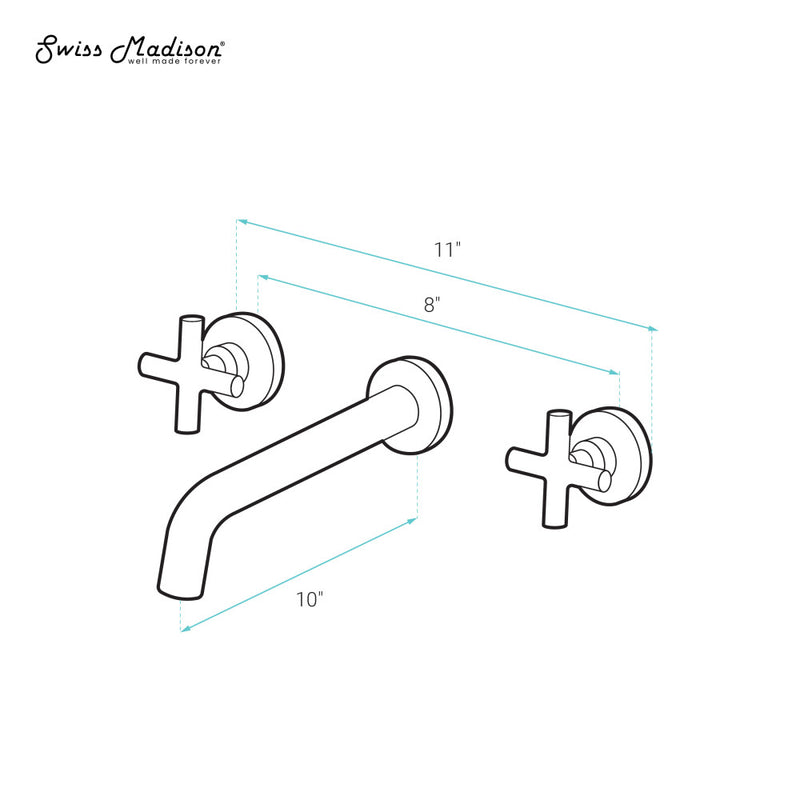 Ivy 8 in. Widespread Double Cross-Handle Wall Mount Bathroom Faucet in Matte Black