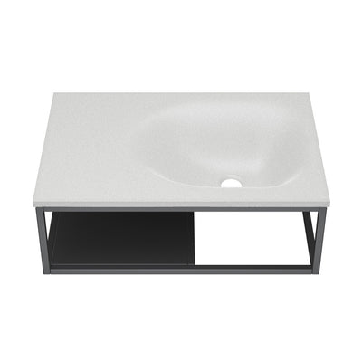 Lisse 24" Rectangle Concrete Wall-Mount Bathroom Sink in Matte White with Matte Black Frame