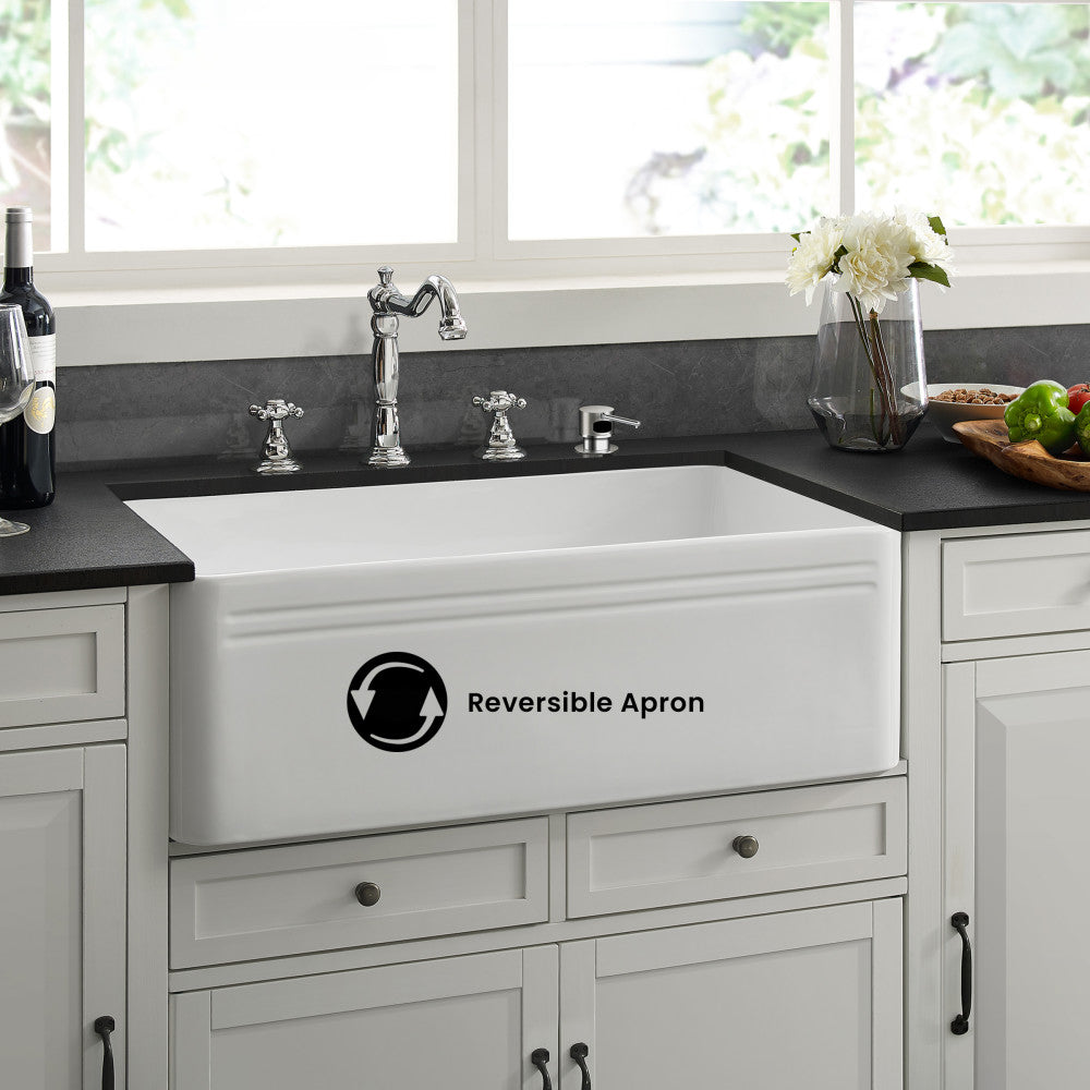 Delice 30 x 18 Ceramic, Farmhouse Kitchen Sink with Apron – Swiss