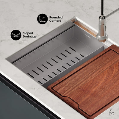 Rivage 22 x 19 Single Basin Undermount Kitchen Workstation Sink