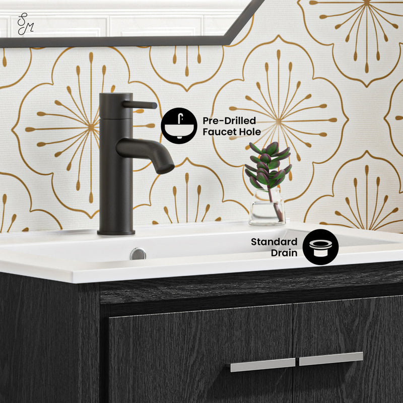 Virage 24" Freestanding Bathroom Vanity in Black Oak with Sink Top