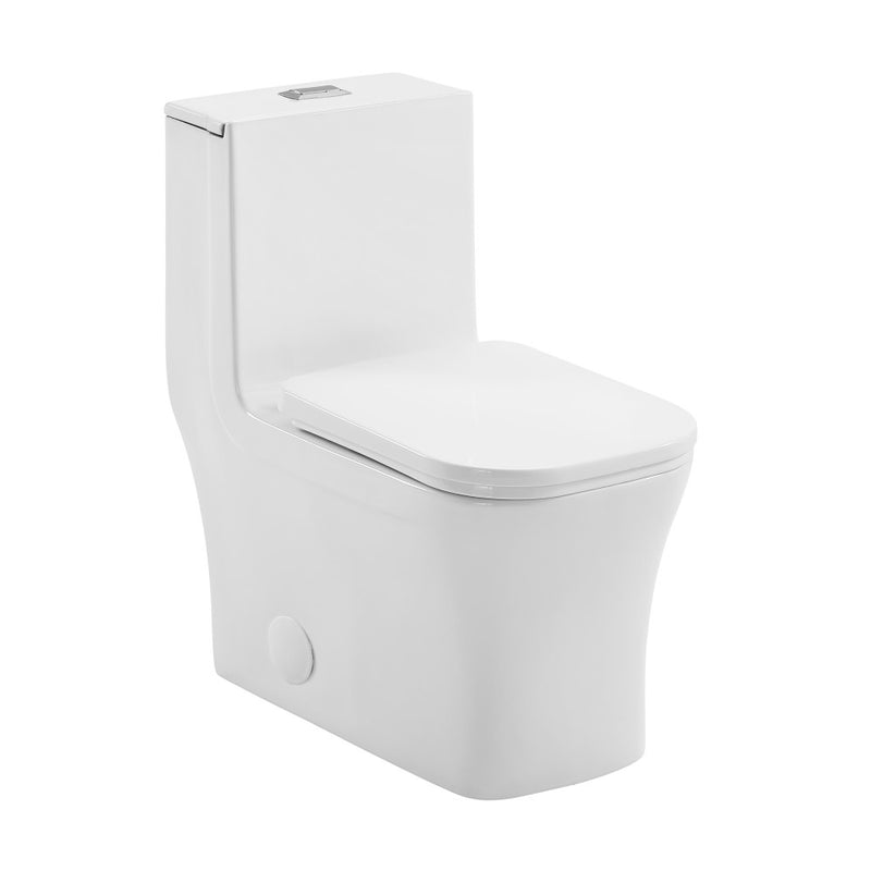 Concorde One-Piece 14" Rough-in 1.1/1.6 GPF Dual Top Flush Square Toilet in Glossy White