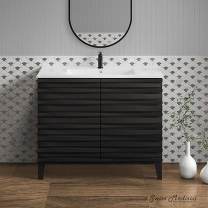 Cascade 30" Freestanding Bathroom Vanity in Black Oak with Sink Top