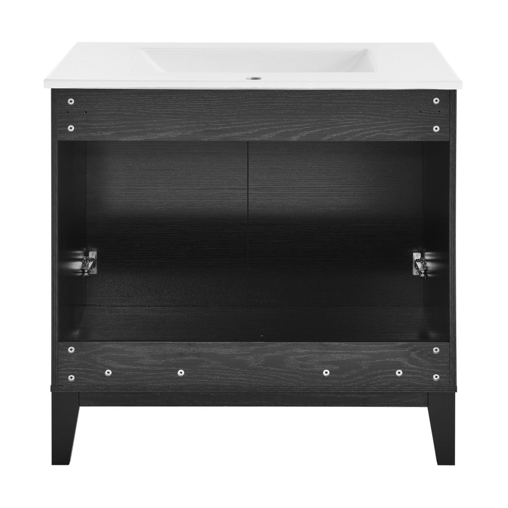 Cascade 30" Freestanding Bathroom Vanity in Black Oak with Sink Top