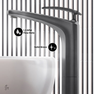 Sublime Single Hole, Single-Handle, High Arc Bathroom Faucet in Gunmetal Gray
