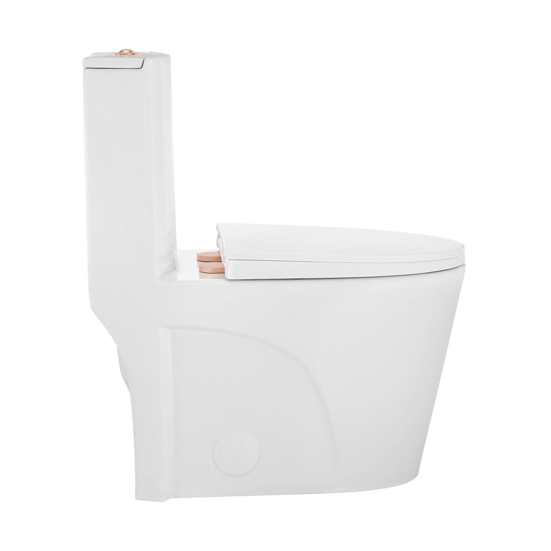 St. Tropez One Piece Elongated Toilet Dual Vortex™ Flush, Rose Gold Hardware