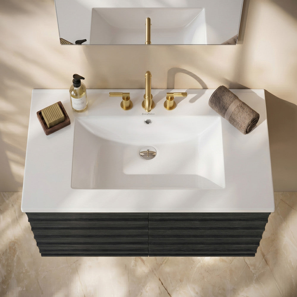 30" 3-Hole Widespread Vanity Sink Top in Glossy White