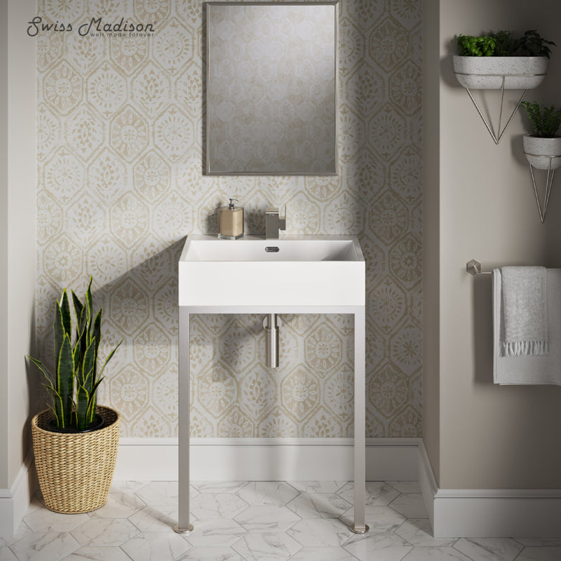 Concorde 24" Rectangle Console Sink with Matte Silver Legs