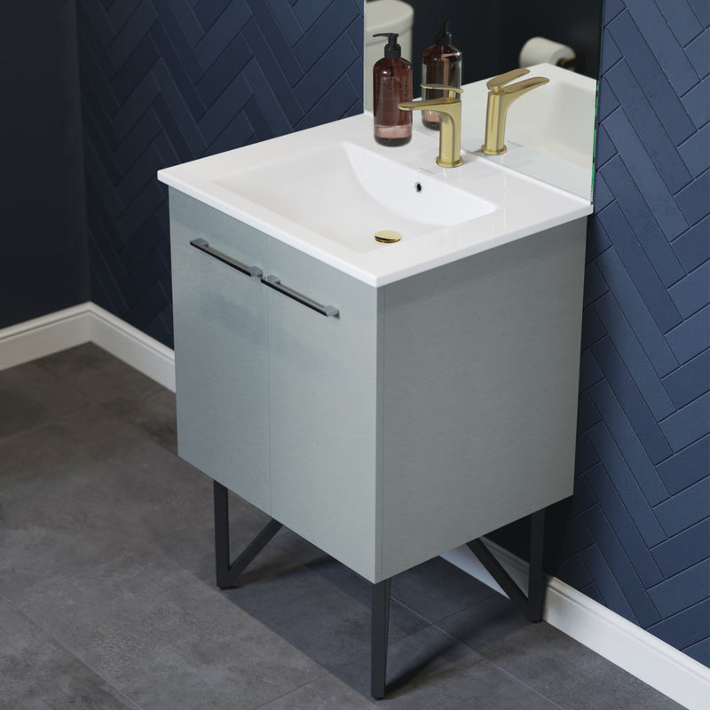 Annecy 24" Freestanding Bathroom Vanity in Gray with Sink Top