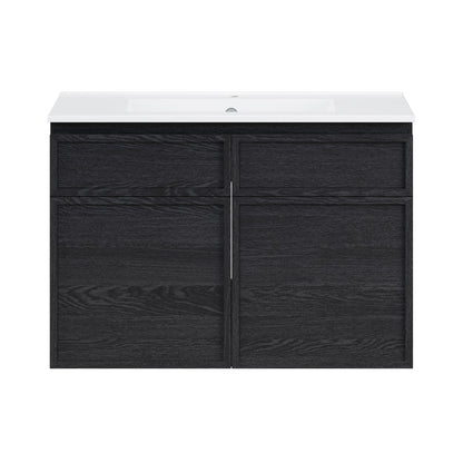 St. Tropez 30" Wall-Mounted Bathroom Vanity in Black Oak with Sink Top
