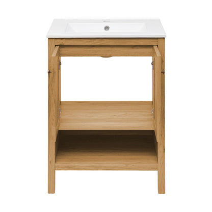 Chateau 24" Freestanding Bathroom Vanity in Golden Oak with Sink Top