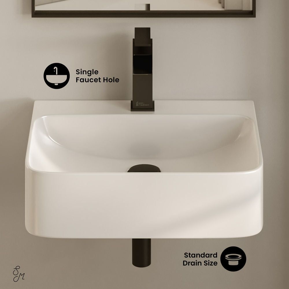 St. Tropez 17" Rectangle Wall-Mounted Sink in Glossy White
