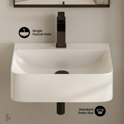 St. Tropez 17" Rectangle Wall-Mounted Sink in Glossy White