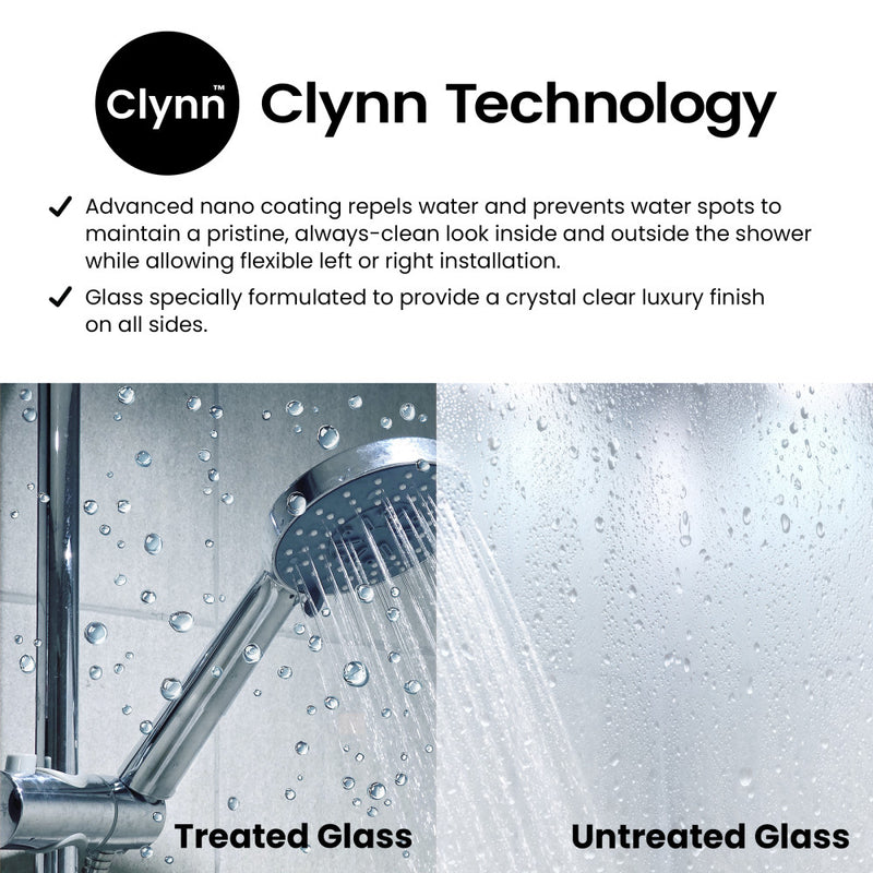 Claire 34 x 76 Framed Fixed 3/8 in. (10mm) Clear Tempered Glass Shower Door with Black Matte Frame