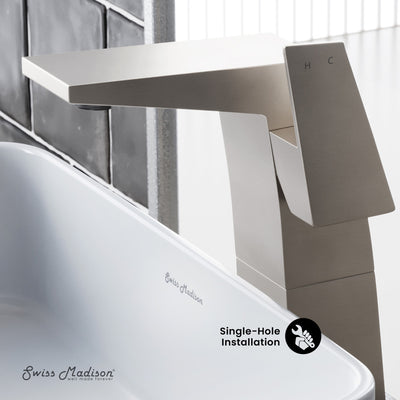 Carre Single Hole, Single-Handle, High Arc Bathroom Faucet in Brushed Nickel