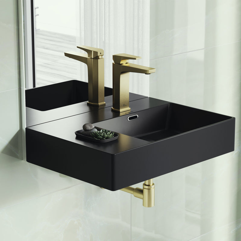 St. Tropez 24 x 18 Ceramic Wall Hung Sink with Right Side Faucet Mount, Matte Black