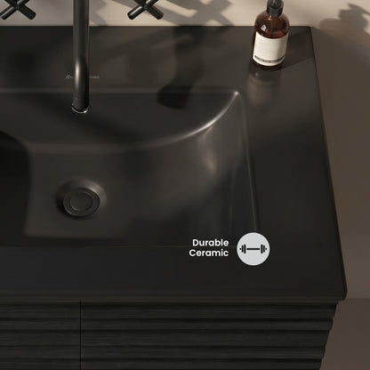 24" Zero Hole Vanity Sink Top in Matte Black