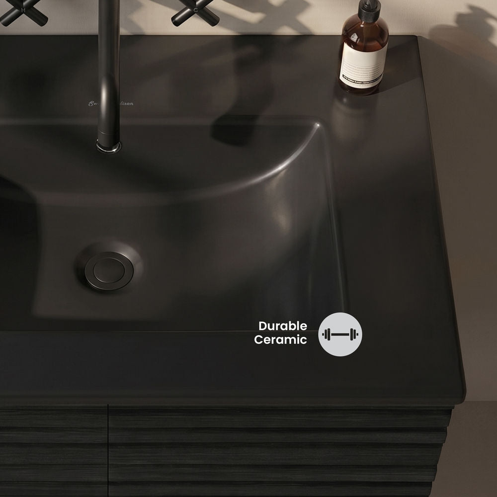 24" Zero Hole Vanity Sink Top in Matte Black