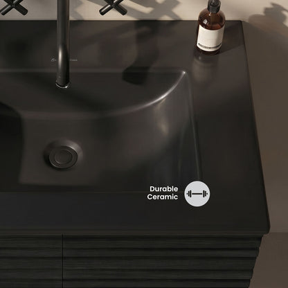 24" Zero Hole Vanity Sink Top in Matte Black