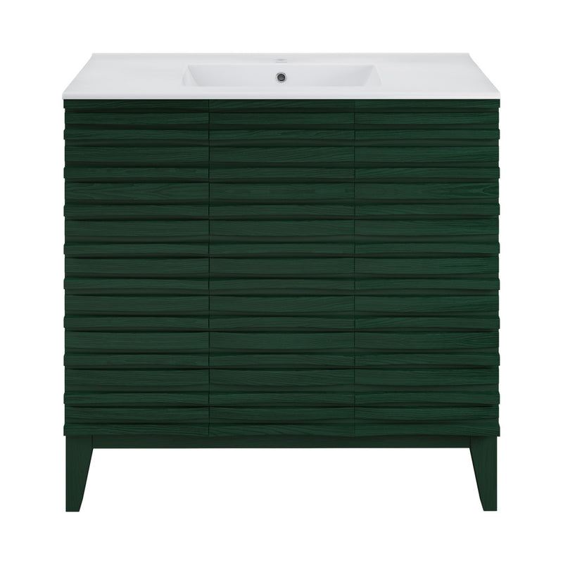 Cascade 36" Freestanding Bathroom Vanity in Green Oak with Sink Top