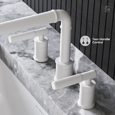 Avallon 8 in. Widespread, Sleek Handle, Bathroom Faucet in Matte White