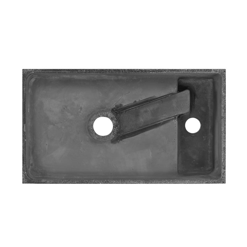 Lisse 16" Concrete Rectangle Wall-Mounted Sink with Left Side Faucet Mount in Matte Dark Gray