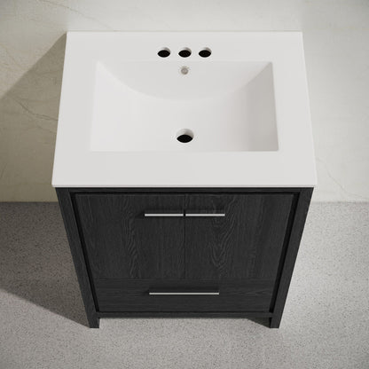Virage 24" Freestanding Bathroom Vanity in Black Oak with 3-Hole Centerset Sink Top