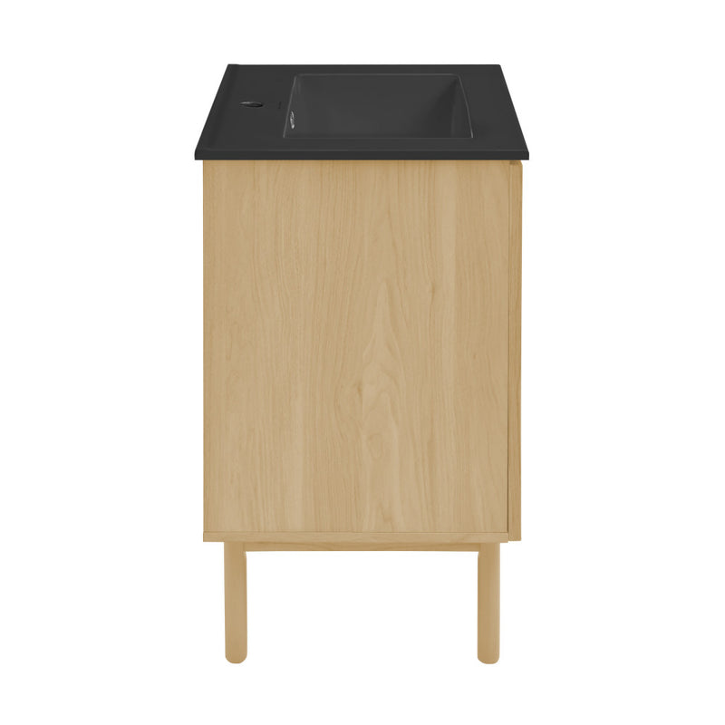 Classe 18" Freestanding Bathroom Vanity in Natural Oak with Black Sink Top