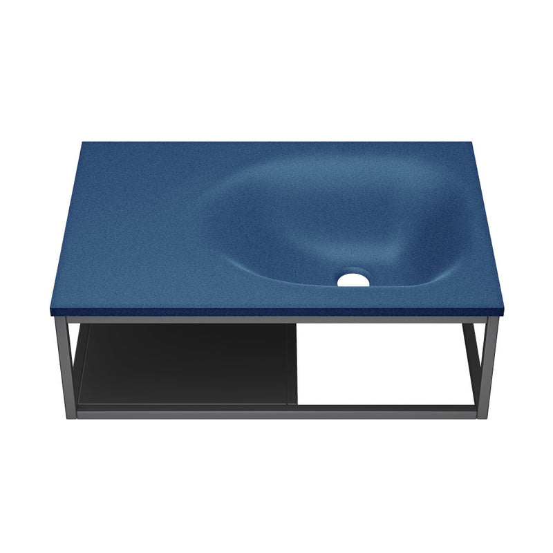 Lisse 24" Rectangle Concrete Wall-Mount Bathroom Sink in Royal Blue with Matte Black Frame