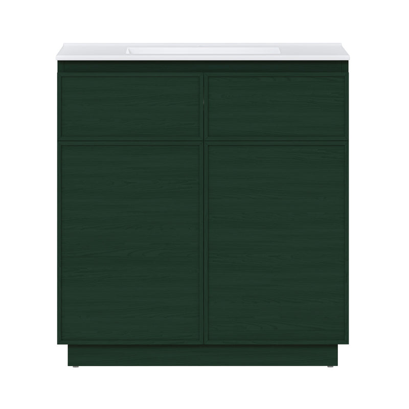 St. Tropez 36" Freestanding Bathroom Vanity in Green Oak with Sink Top