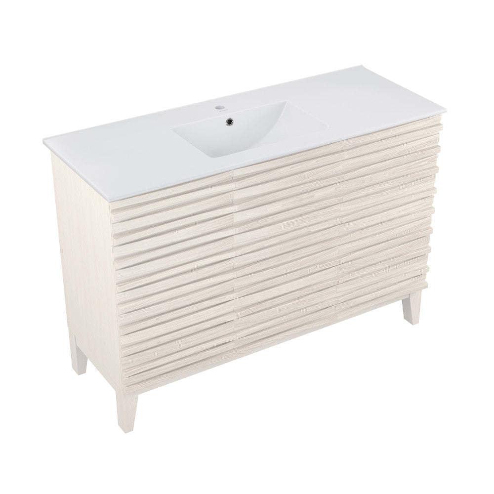 Cascade 48" Freestanding Bathroom Vanity in White Oak with Sink Top