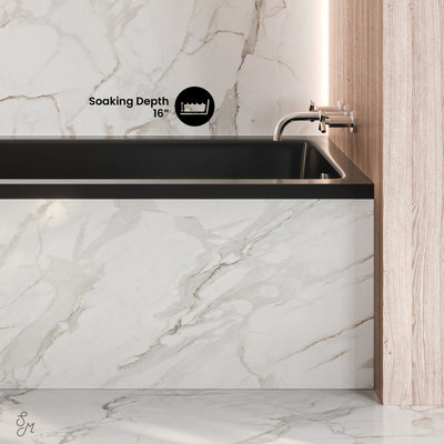 Voltaire 54 x 30 Right Drain Soaking Alcove Bathtub in Glossy Black