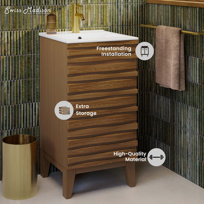 Cascade 18" Bathroom Vanity in Brown Oak