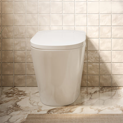 Hugo H Power Flush Tankless Toilet 10" Rough-in 1 GPF Non-Electric ADA Toilet with Integrated Tank in Glossy White