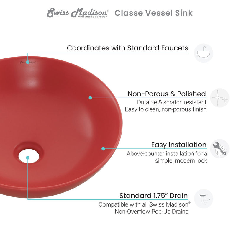 Classe 16 Ceramic Sink in Matte Red