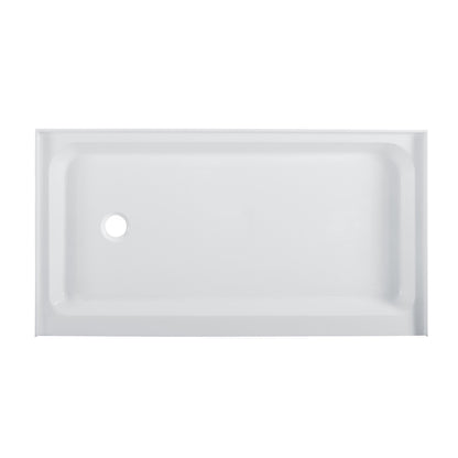 Voltaire 60" x 34" Acrylic White, Single-Threshold, Left Side Drain, Shower Base