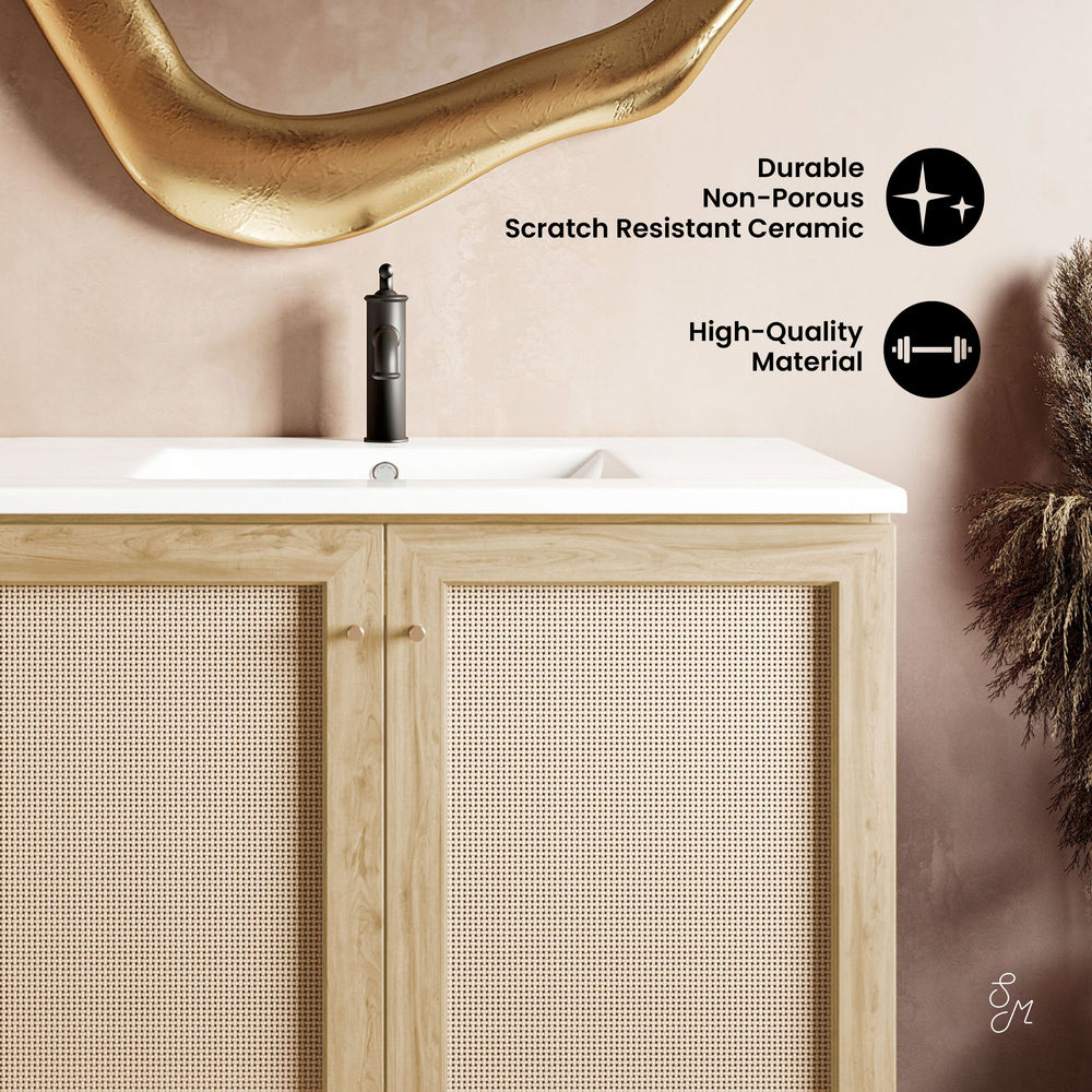 Classe 36" Freestanding Bathroom Vanity in Natural Oak with Sink Top