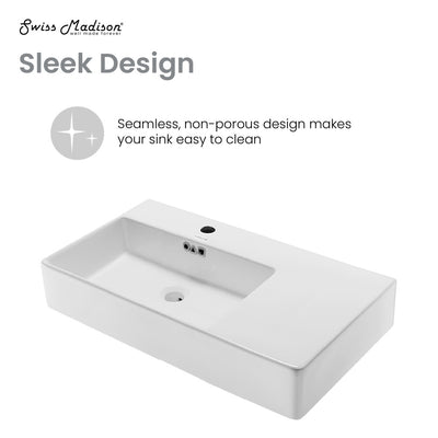 St. Tropez 36" Rectangle Wall-Mounted Sink with Left Side Faucet Mount