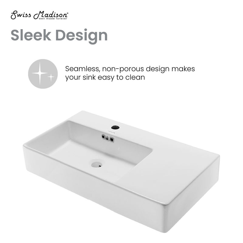 St. Tropez 36" Rectangle Wall-Mounted Sink with Left Side Faucet Mount