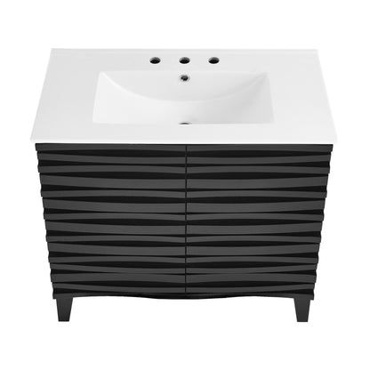 Cascade 30" Freestanding Bathroom Vanity in Black Oak with 3-Hole Widespread Sink Top