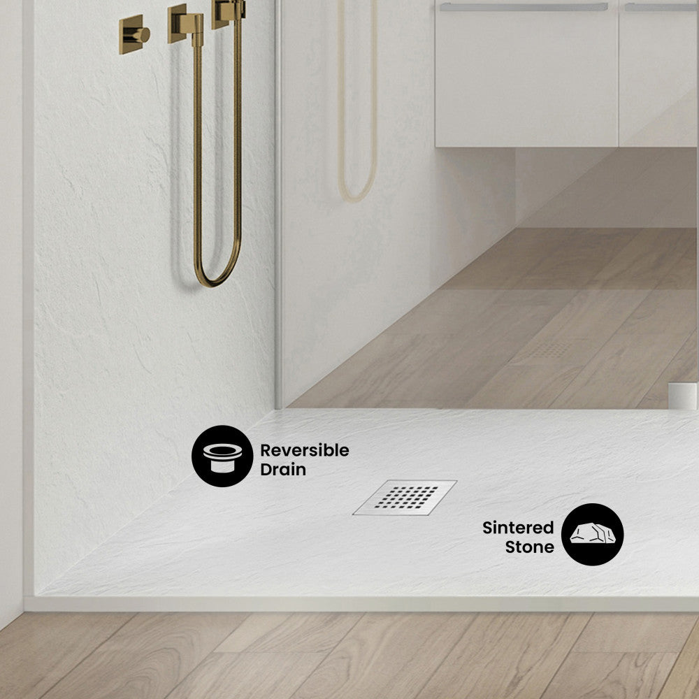 Terre P Series 36" x 36" Reversible Drain Shower Base