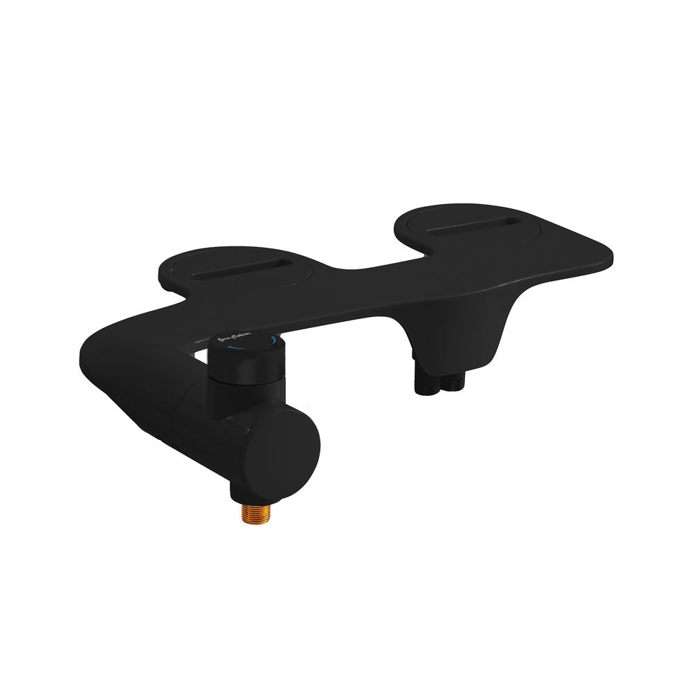 Aqua Non-Electric Bidet Toilet Attachment in Glossy Black with Black Knob