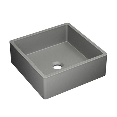 Lisse 15.5" Square Concrete Vessel Bathroom Sink in Dark Gray