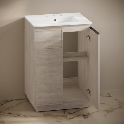 St. Tropez 24" Freestanding Bathroom Vanity in White Oak with 3-Hole Widespread Sink Top