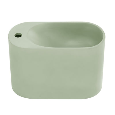 Terre 18" Solid Surface Oval Wall-Mounted Sink with Left Side Faucet Mount in Matte Palm Green