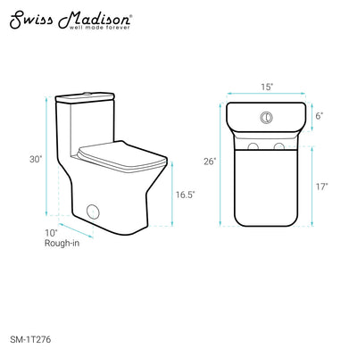 Carre One-Piece Square Toilet Dual-Flush 1.1/1.6 gpf with 10" Rough-In