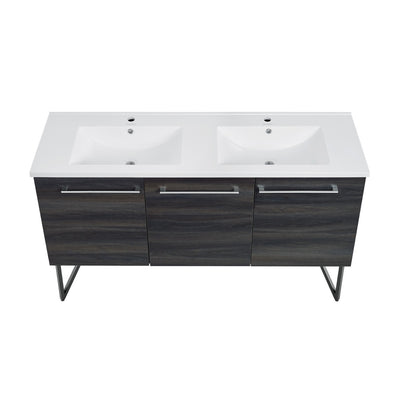 Annecy 60" Freestanding Bathroom Vanity in Black Walnut with Sink Top